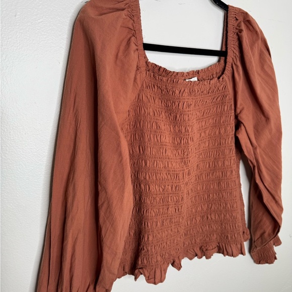 Madewell women's M Lucie bubble-sleeves Smocked poplin top boho neutral cottage - Picture 5 of 10